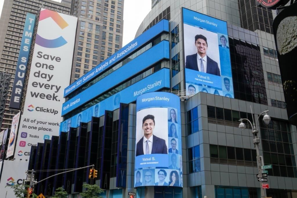 Vatsal Sahani on the Morgan Stanley billboard in Times Square